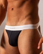 Ribbed Cotton Navy Jockstrap