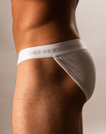 Ribbed Cotton White Sports Brief