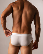 Ribbed Cotton White Brief