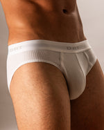 Ribbed Cotton White Brief