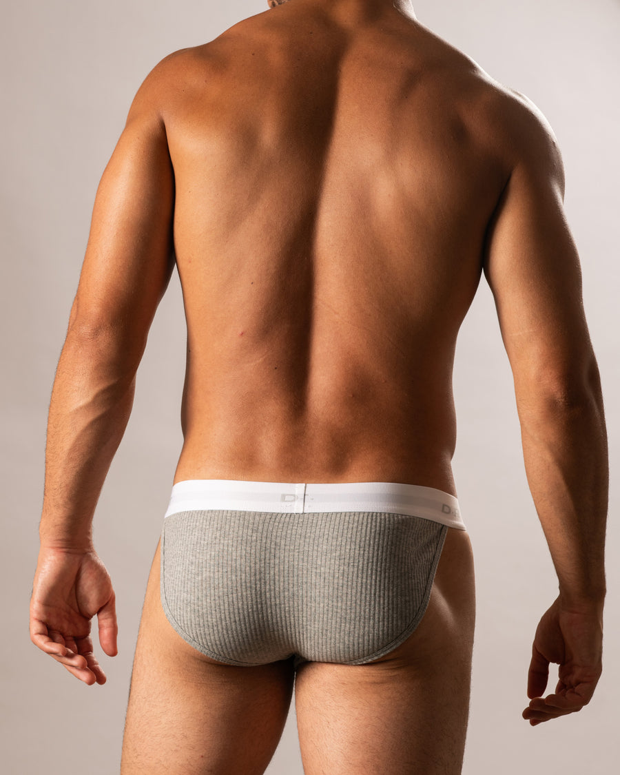 Ribbed Cotton Grey Sports Brief